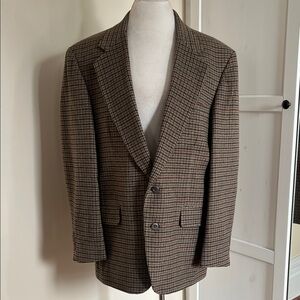 Vintage Robert Stock Wool Sport Coat | Men's 43 Regular | Plaid Houndstooth Blaz